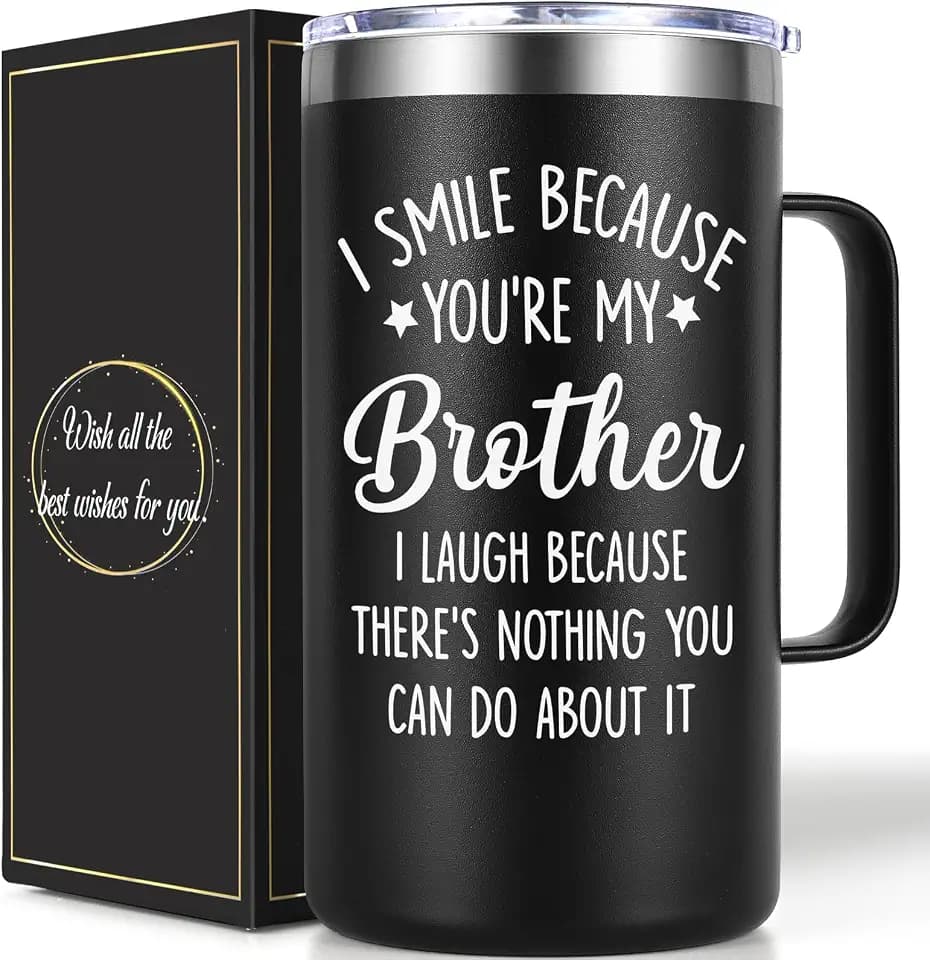 Lifecapido Brother Gifts, 20oz Stainless Steel Insulated Coffee Mug, Black
