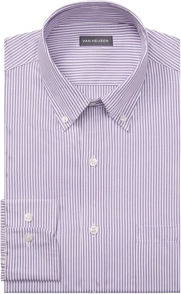 Van Heusen Herren Pinpoint Regular Fit Stripe Button Down Collar Dress Shirt Klassisches Hemd