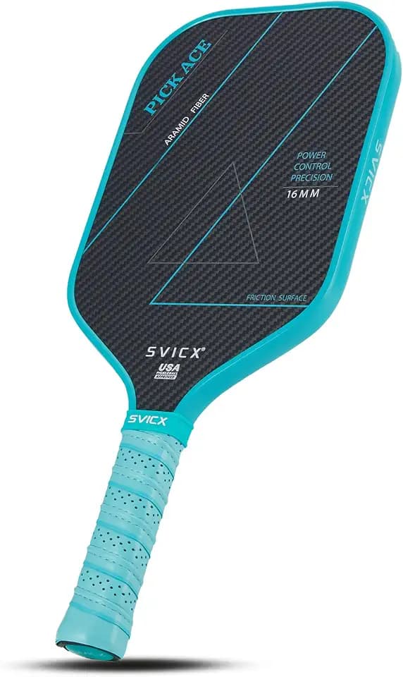 Carbon Fiber Pickleball Paddle 16mm – Professional Pickleball Paddles with Superior Control, Power & Spin – Extended Handle for Two-Handed Grip, USAPA Approved