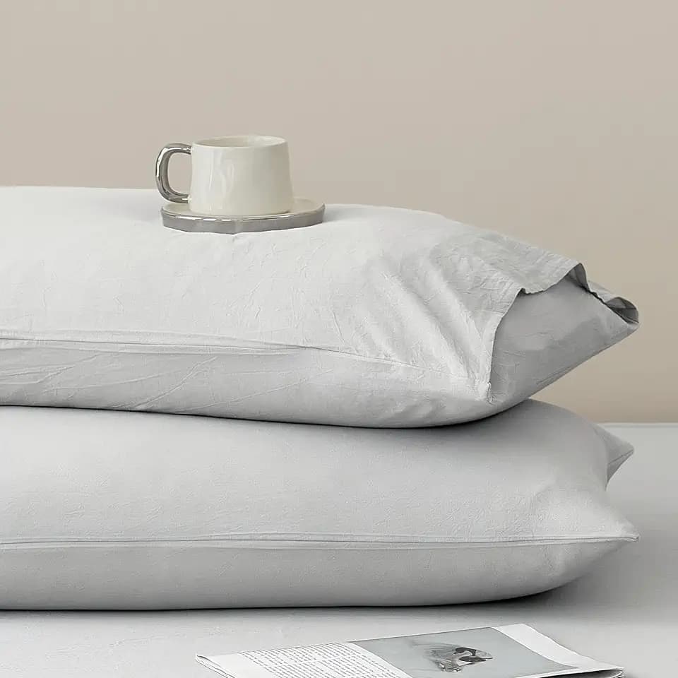 JELLYMONI 100% Washed Cotton Pillowcases, Standard, Envelope Closure 2-Pack