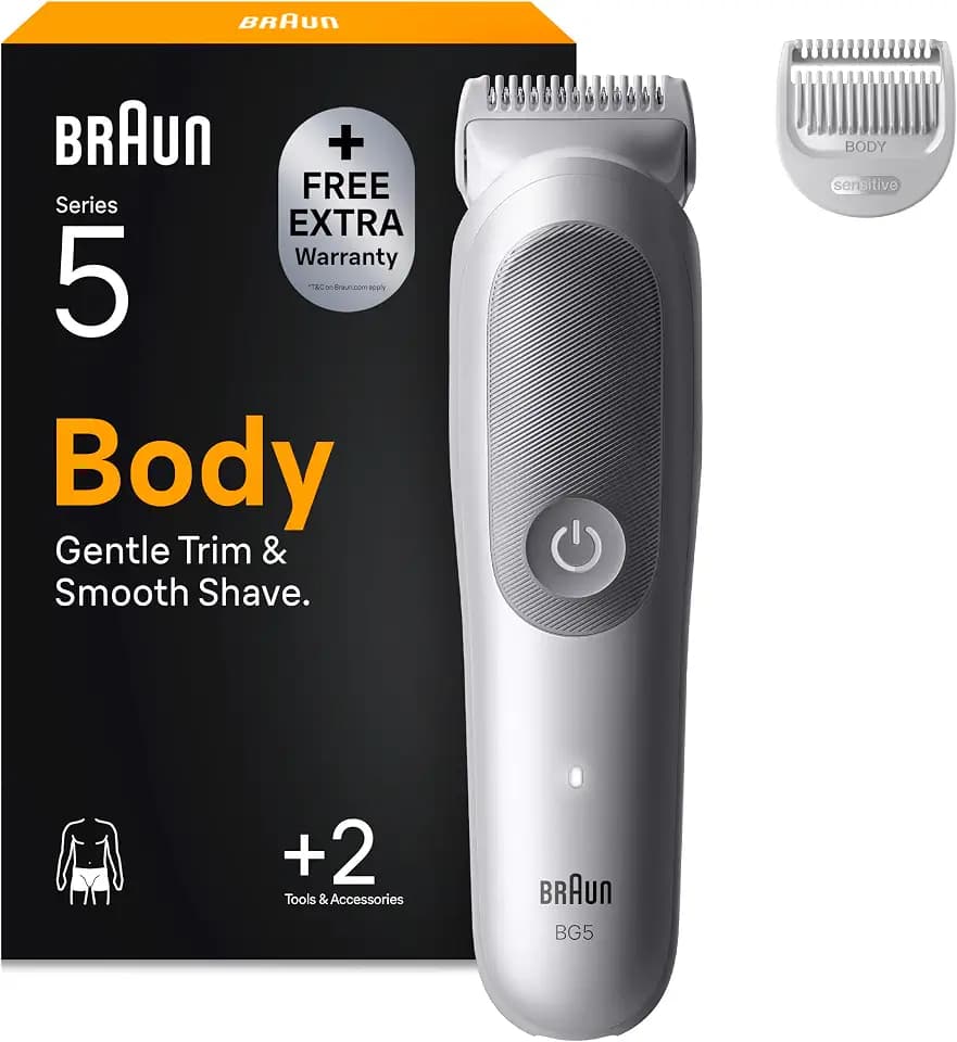 Braun Bodygroomer Series 5, Kabelloser Körperrasierer Herren, BG5500, Grau