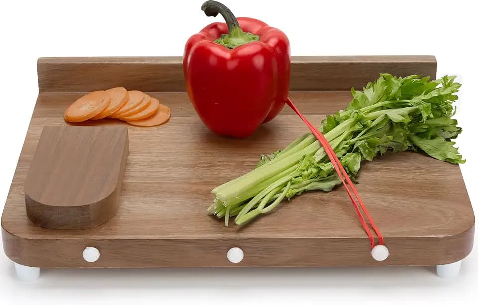 Adaptive One Handed Cutting Board with Peeler,Bread Stops & Steel Spikes - Handicap Kitchen Tools - Perfect for Amputees,Stroke Victims,Elderly - Handicapped Kitchen Board
