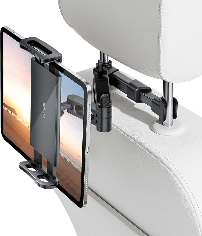 TRYONE Tablet Halterung Auto Kopfstütze, Ausziehbare KFZ Tablet Halterung Rücksitz, 360° Drehbar, Stabil für Kinder, Passend für iPad, Galaxy Tab, Kindle, Switch & Smartphones 4,7-11 Zoll