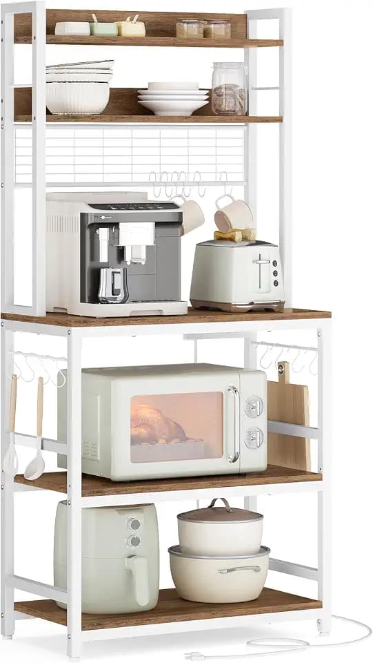 VASAGLE Bakers Rack with Power Outlet, 23.6 Inches Microwave Stand