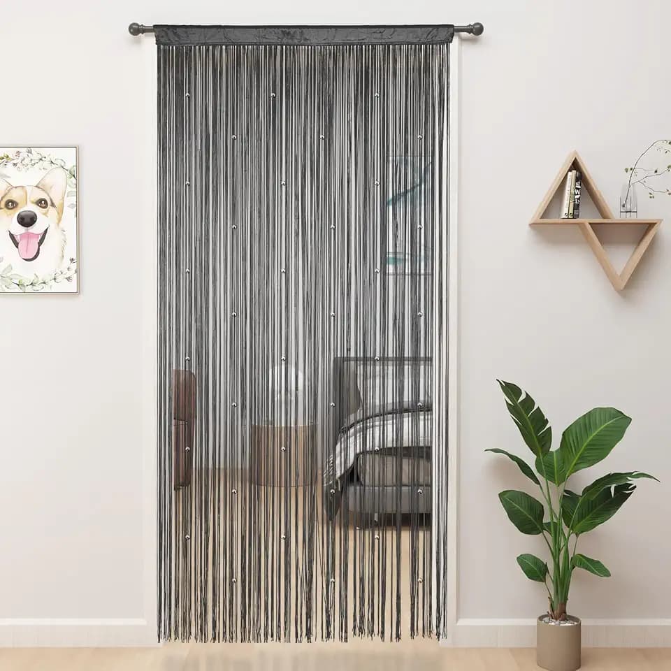 YIIBAII Beaded Curtain Beaded Curtains for Doorways Crystals Suitable for Interior Hanging Decoration and Partitions Closet Curtains (39"x79", Grey)