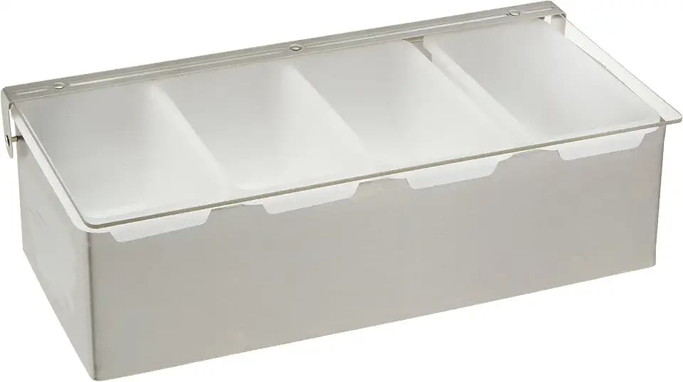 Winco 12" Stainless Steel 4-Compartment Condiment Holder