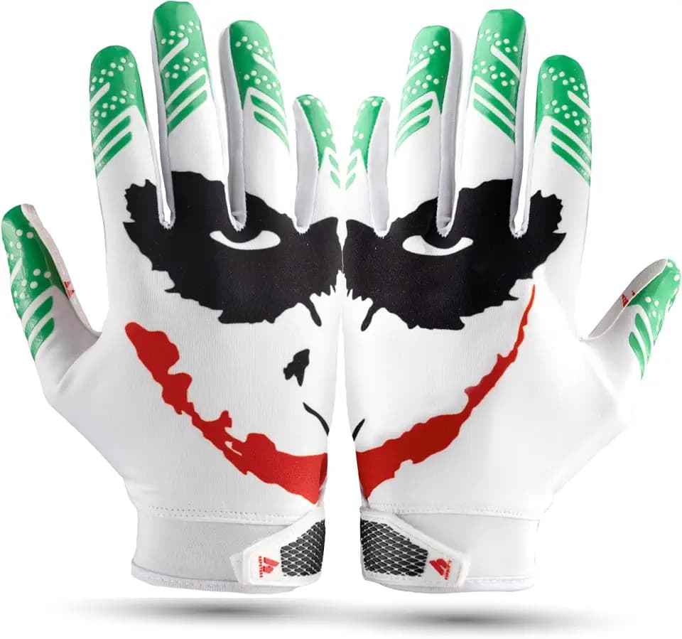 Jester Youth Football Gloves - Tacky Grip Skin Tight Adult Receiver Gloves - Pro Elite Super Sticky - Youth Sizes