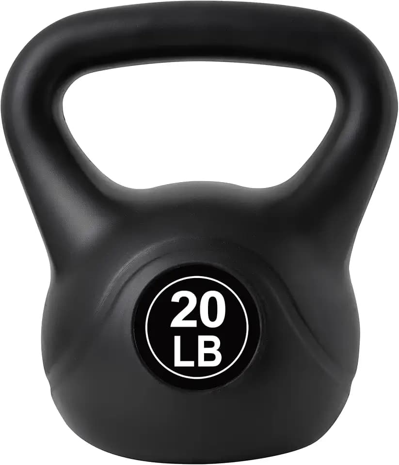 ALTLER Vinyl Plastic Concrete Kettlebell 10-50LBS Safe Strength Training Kettlebell Anti-Slip Grip Weight for Home Workouts and Men/Women/Beginners