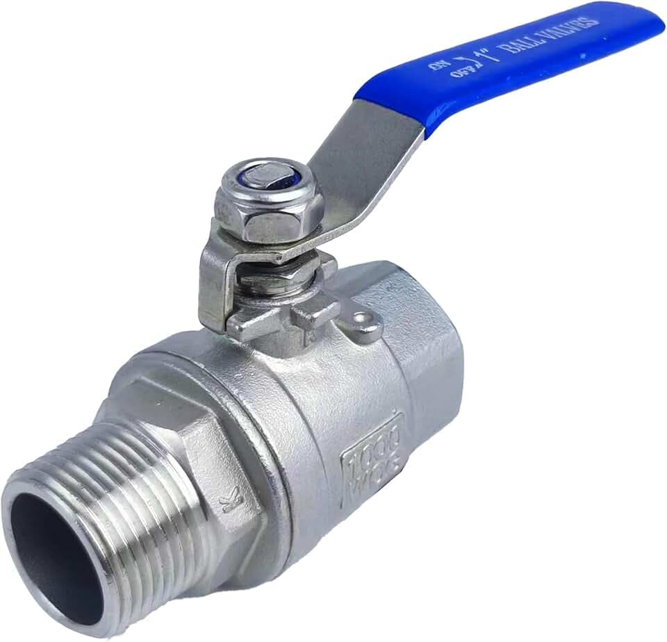 Full Port Ball Valve 1" NPT Heavy Duty Stainless Steel 304 Male x Female Thread For Water,Oil and Gas(1000WOG)