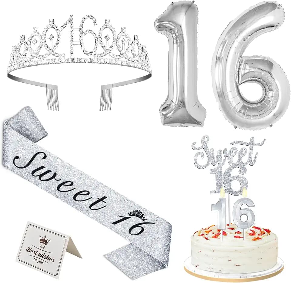 YeohJoy Silver 16th Birthday Decorations for Girls