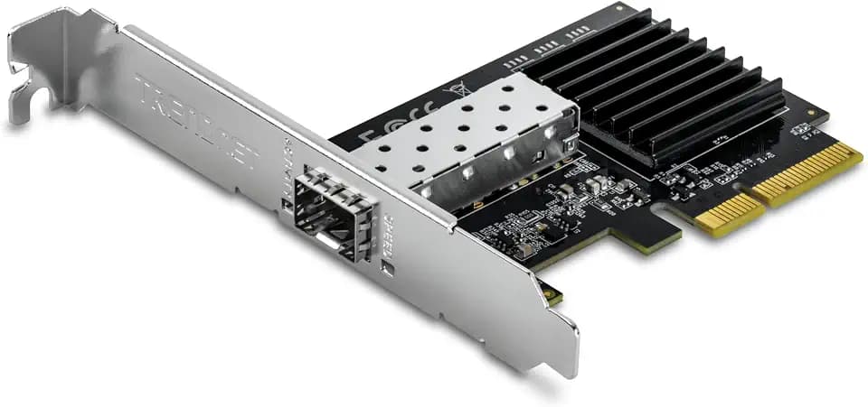 TRENDnet, TEG-10GECSFP, 10 Gigabit PCIe SFP+ Netzwerkadapter, konvertiert einen PCIe-Steckplatz in einen 10G SFP+-Steckplatz, unterstützt 802.1Q, Standard- und Low-End-Medien enthalten