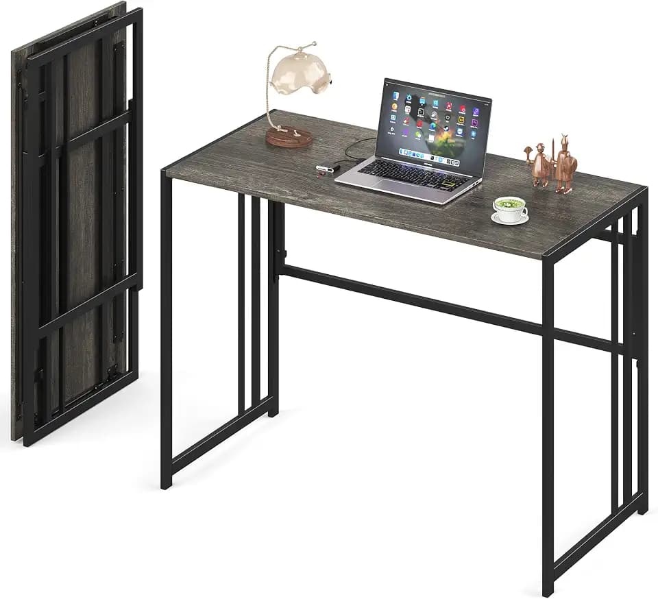 40" Folding Computer Desk No Assembly Needed Foldable Table for Small Space