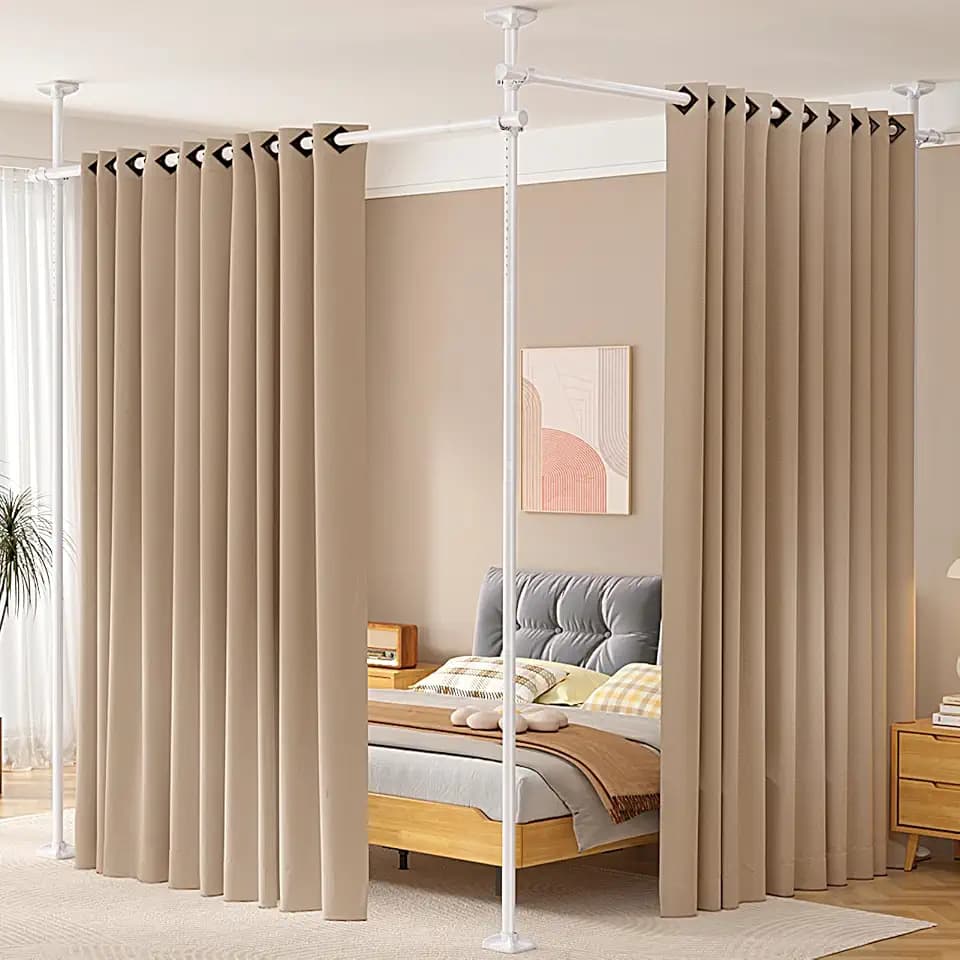 SUNALLY Room Divider for Separation 28-114in(W) Privacy Wall Divider, White