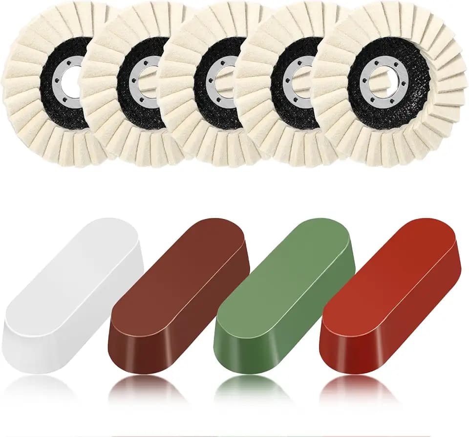 9 Pcs Felt Flap Disc Abrasives Buffing Polishing Wheel and Compounds Set 5 Pcs Wool Polishing Disc 4 Compound Wool Buffing Wheel Pad for Angle Grinder