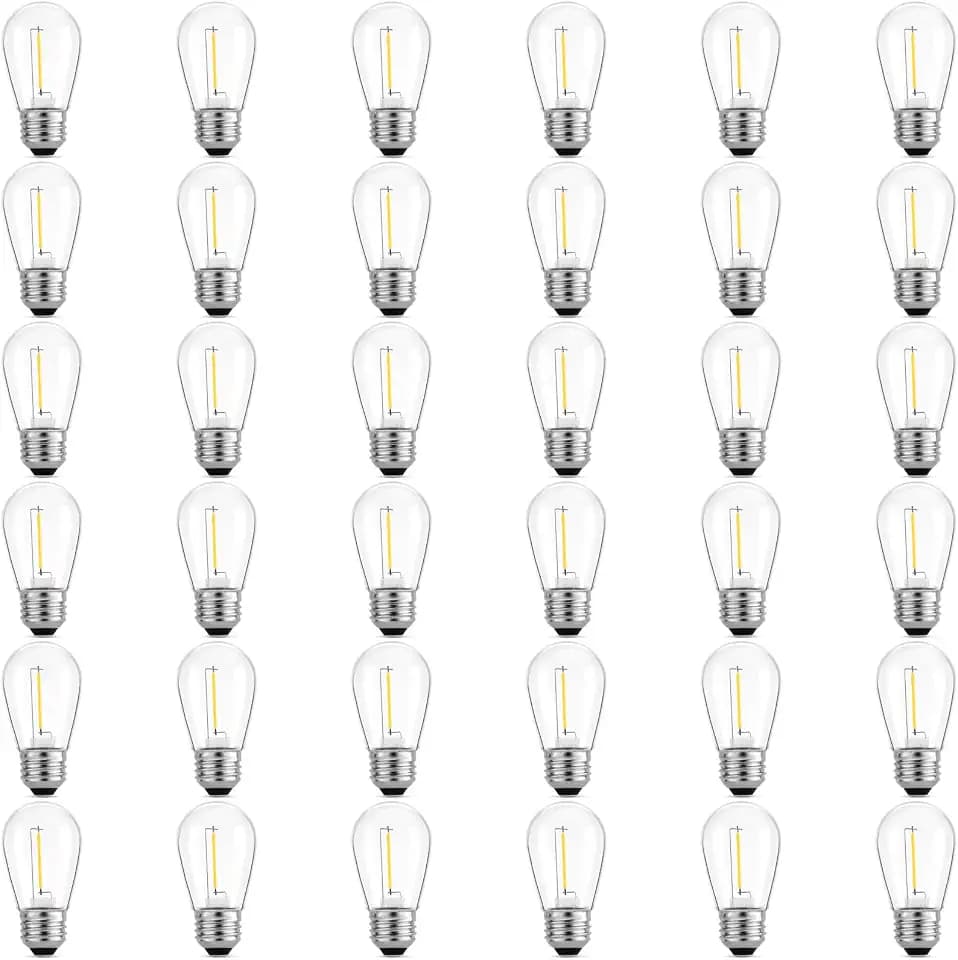 S14 E26 LED 1W String Light Replacement Outdoor Bulbs, Warm White, 36-Pack