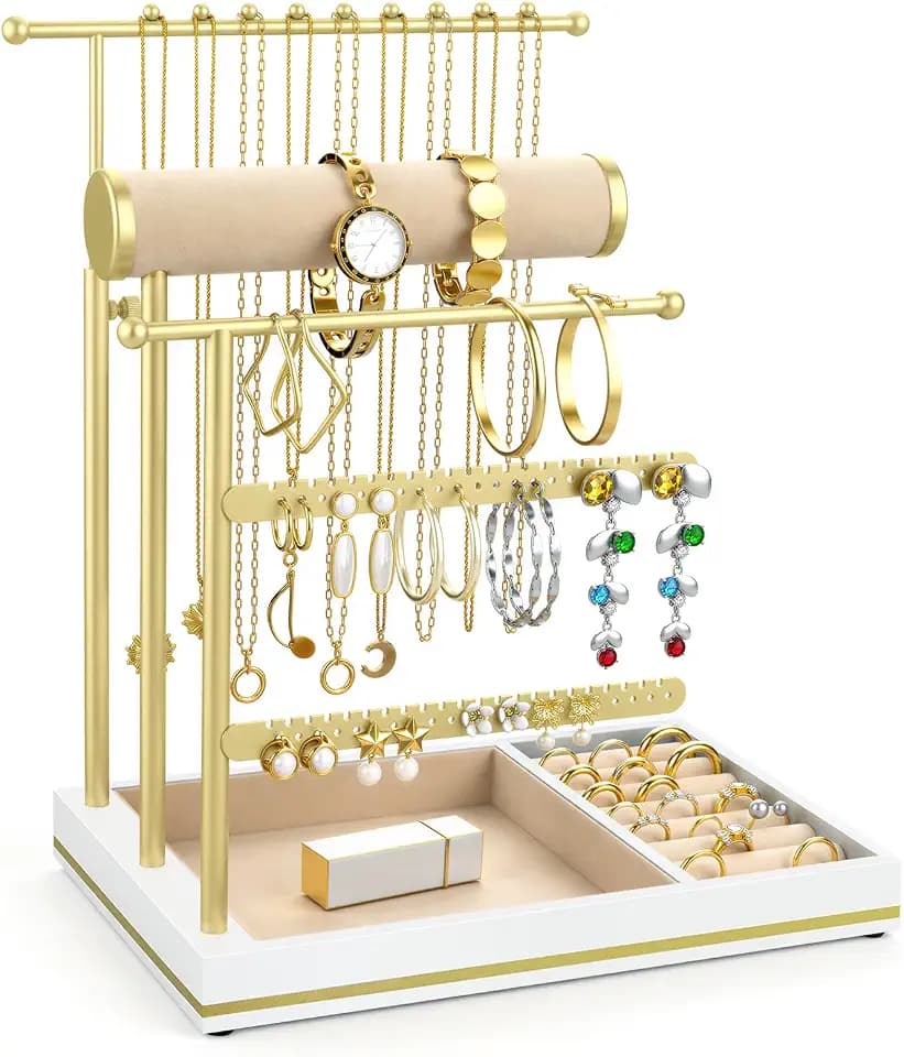 Emibele Necklace Holder Jewelry Organizer Stand, 5 Tier Jewelry Holder