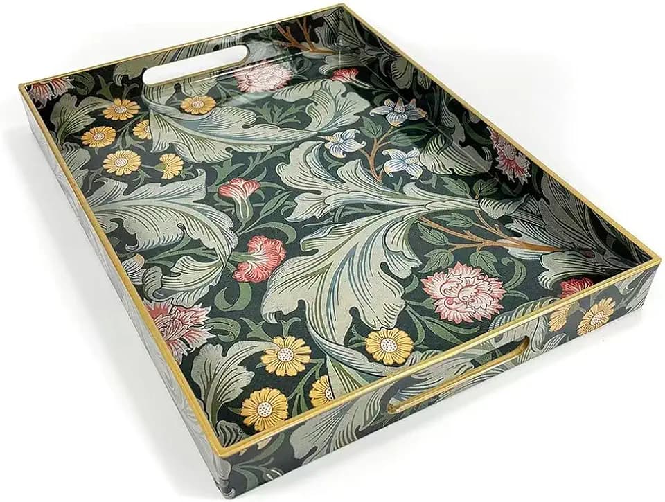 Sooyee Acrylic Serving Tray with Handles,Sage Green Valley
