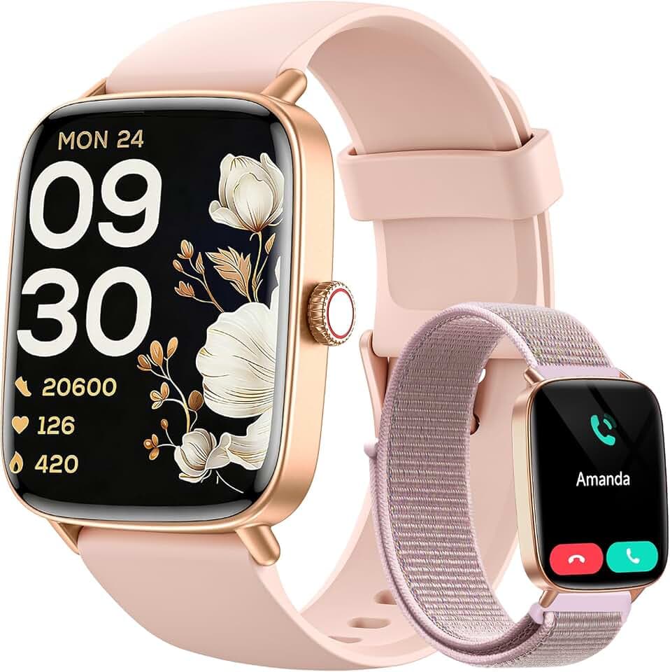 Smartwatch Damen Herren mit Telefonfunktion, 1,85" Fitnessuhr Smart Watch, 100+ Sportmodi Fitness Tracker mit Herzfrequenz/SpO2/Schlaf Monitor Schrittzähler, IP68 Wasserdicht Sportuhr für iOS Android