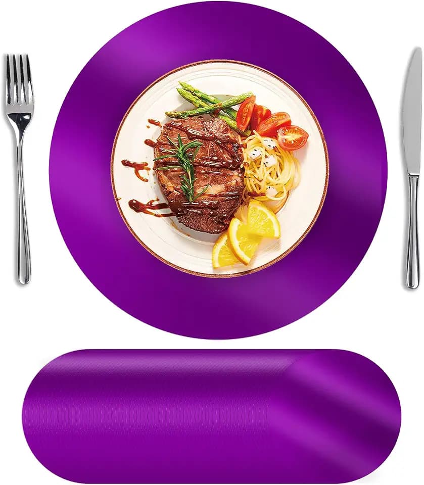SHACOS 100Pcs Disposable Paper Placemats Purple 13" Round Place Mats