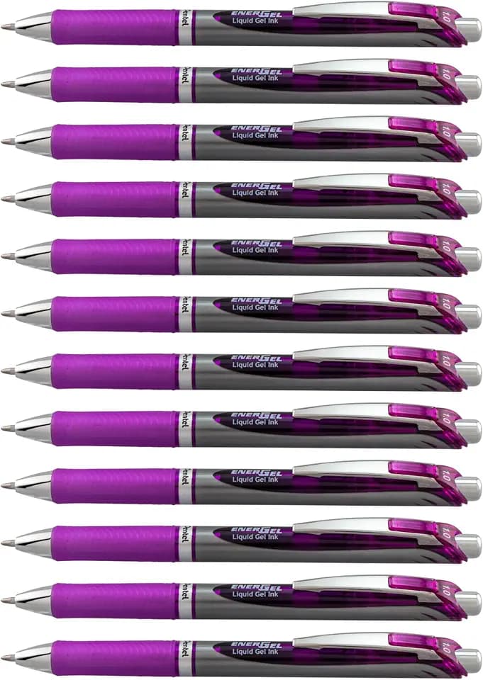Pentel EnerGel RTX Retractable Liquid Gel Pen, Bold Line, Metal Tip, Violet Ink (BL80-V) (Pack of 1, 12 Count Total)