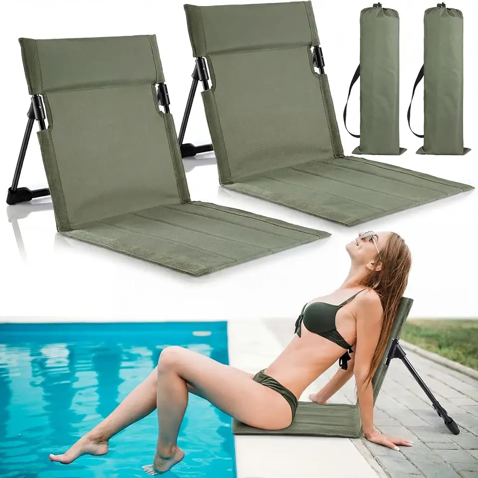 Karenhi 2 Pcs Foldable Poolside Chairs for Edge of Pool,Military Green