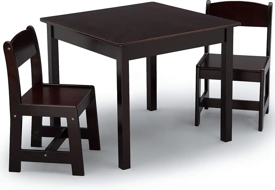 Delta Children MySize Kids Wood Table and Chair Set (2 Chairs Included) - Ideal for Arts & Crafts, Snack Time, Homework & More - Greenguard Gold Certified, Dark Chocolate, 3 Piece Set