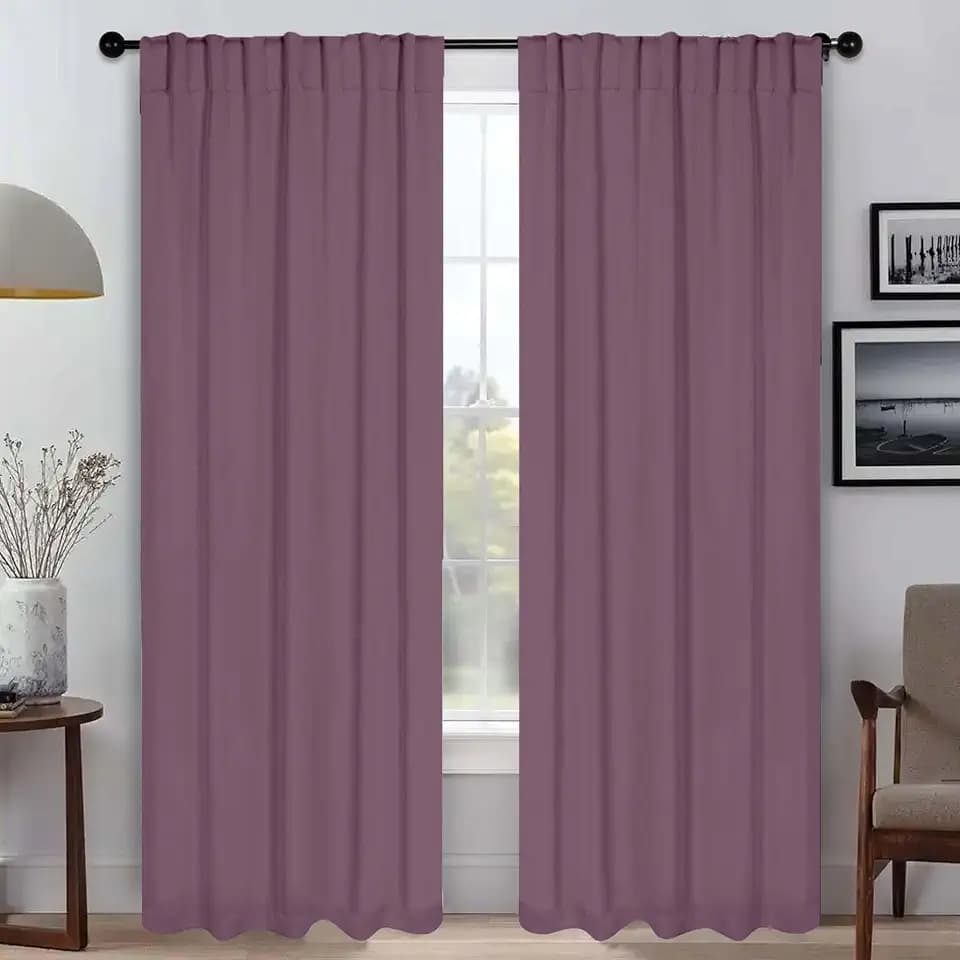 SUPERIOR Semi Blackout Curtains - Solid Color - 42" x 108" - Header with Backtabs - Thermal Insulated, Sun Blocking & Room Darkening Drapes for Bedroom, Living Room - Set of 2 Panels - Wisteria