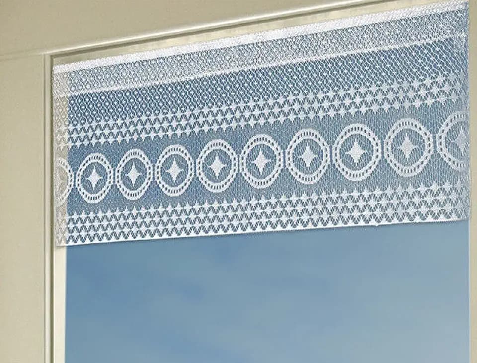 Heritage Lace Eureka! 48"x16" Curtain Valance, White, 48" Wide x 16" Drop