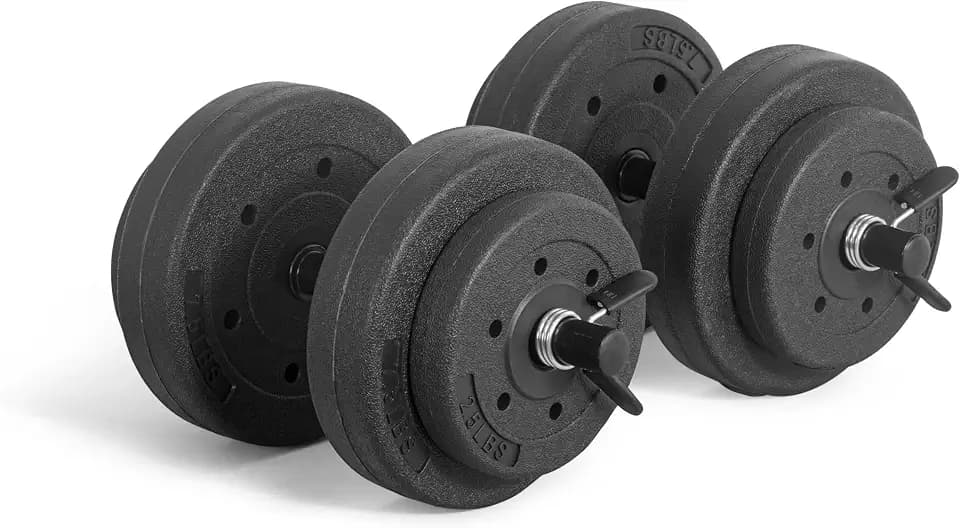 CAP 40 LB Adjustable Cement Dumbbell Set, Vinyl Coated, Black