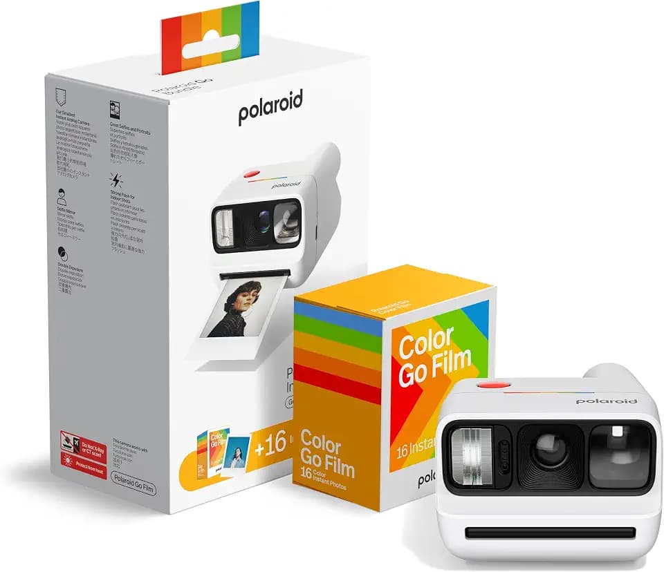 Polaroid - Bundle Sofortbildkamera Go Gen 3 Weiß + Go Farbfilm (16 Fotos)