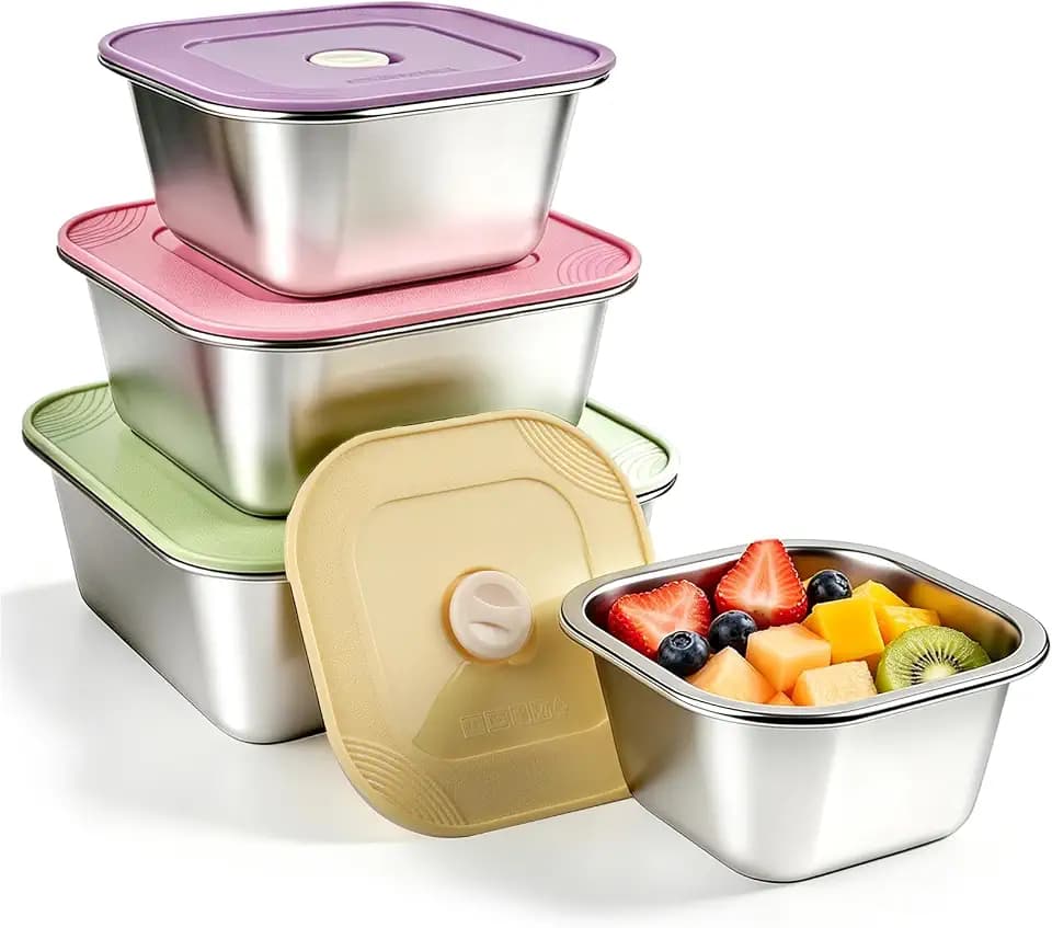 4-Pack Multi-Size Stainless Steel Food Containers With Lids Set