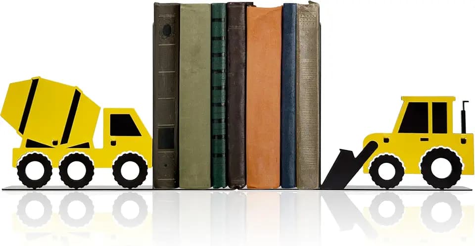Construction Truck Decorative Bookends for Boys Room - Durable and Cute Design, Perfect for Nursery and Kids' Book Ends,Teen Boy Room Decor(Bulldozer)