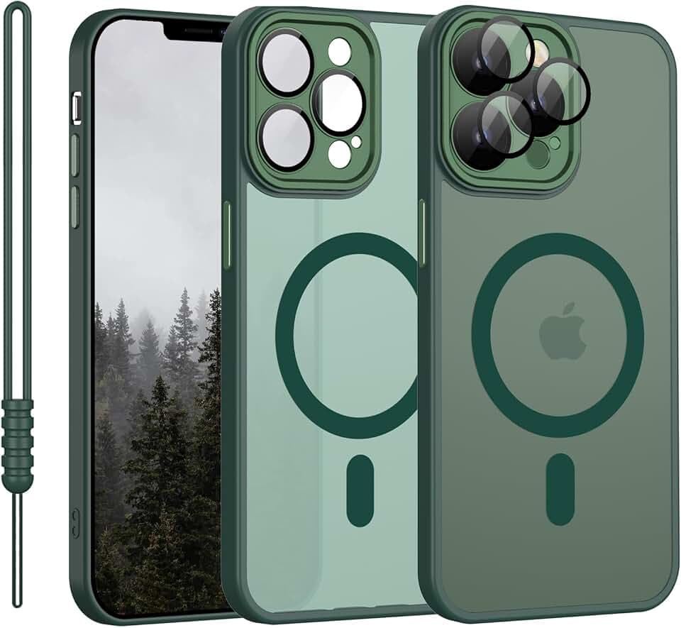 YUANDMI für iPhone 12 Pro Hülle Kompatibel mit MagSafe, Handyhülle für iPhone 12 Pro Magnetisch Leicht Dünn Matte Touch Kameraschutz, Anti-Gelb rutschfest Kratzfest Schutz Stoßfest Hülle Matt Grün