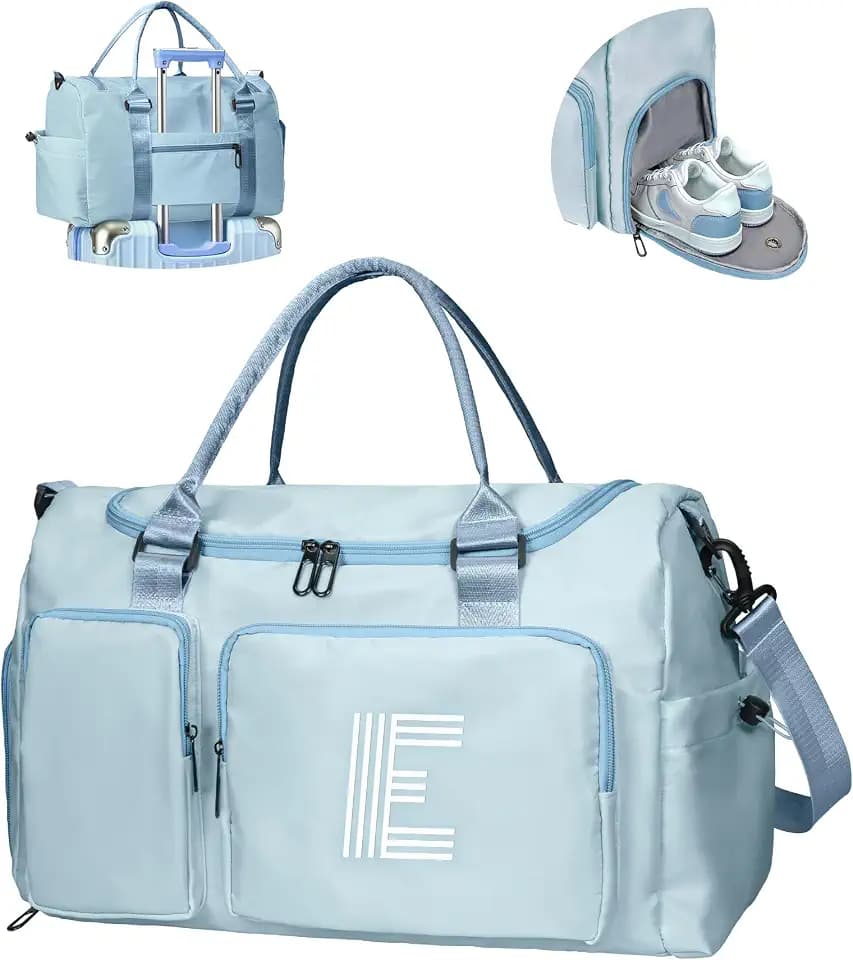 Elilier Dance Bag for Girls, Personalized Initial Sport Duffle Bag for Girl