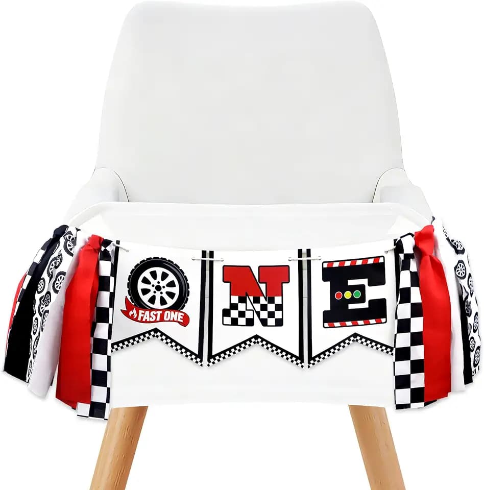 Fast One Highchair Birthday Banner, Race Car Banner for High Chair