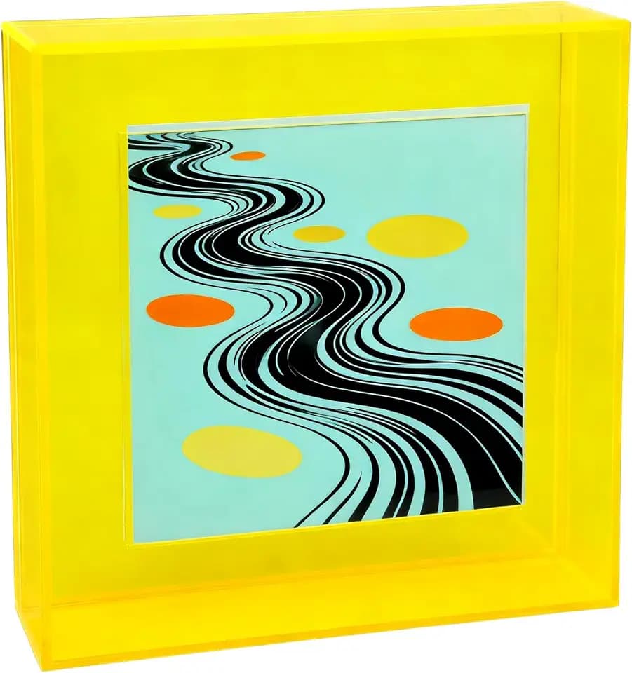 8x8 Acrylic Picture Frame for Wall and Tabletop Neon Floating Photo Frame with Decorative Bright Color, Neon Yellow