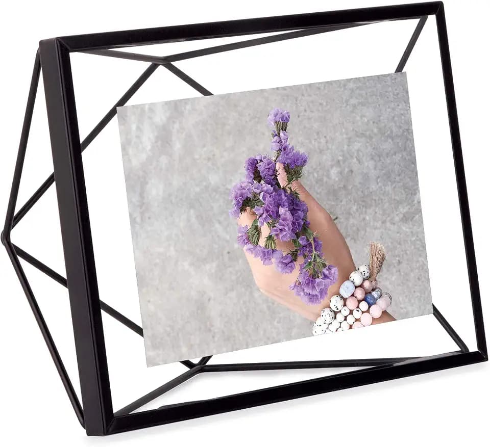 Umbra Prisma Picture Frame, Floating Metal Wall Mount, 4x6, Black