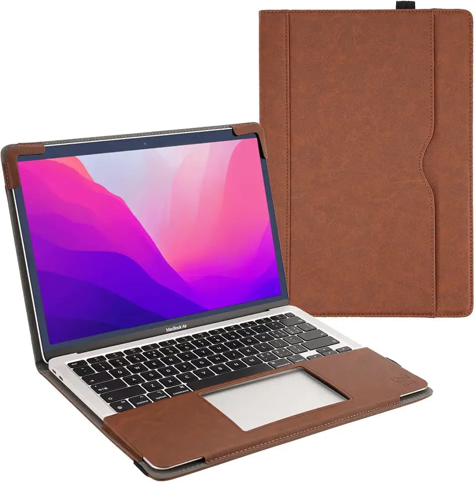 TYTX Lederhülle Kompatibel mit MacBook Pro 13 Zoll M2/M1 (2022-2016) A2338/A1989/A1706/A1708/A2159/A2289/A2251, Laptop-Hülle Folio Book Schutzhülle Case Cover, Dunkelbraun