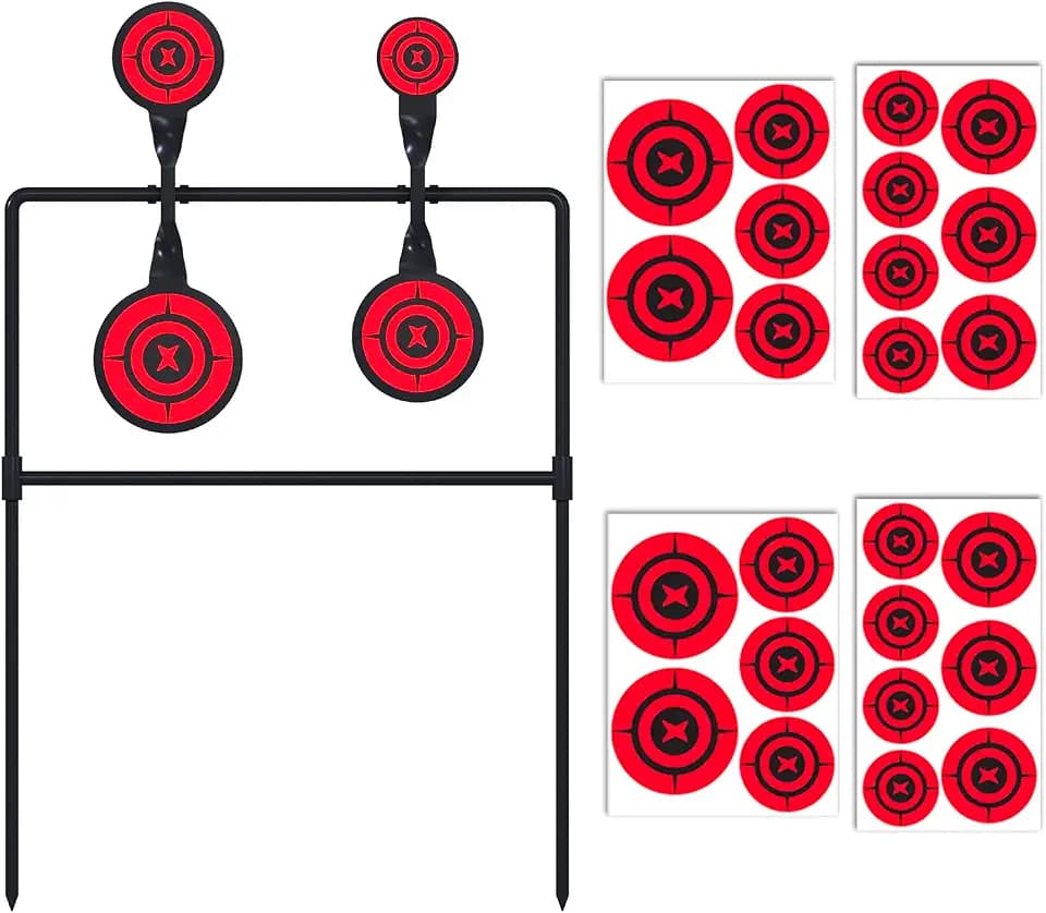 3/8" Thick Metal Spinner Shooting Targets, High Caliber Auto Reset Steel Target for Centerfire Handguns Up to .44 Magnum