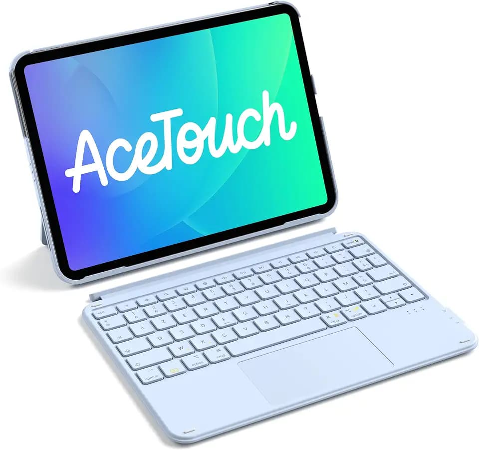 Inateck AceTouch Tastaturhülle für iPad 11/10. Generation, für iPad 10. (10,9 Zoll)/Tastatur 11 (2025 A16), Air 11 Zoll M3/M2, Air 6/5/4e, Pro 11 4-in-1, ultraleicht, abnehmbar, mit Touchpad, Blau