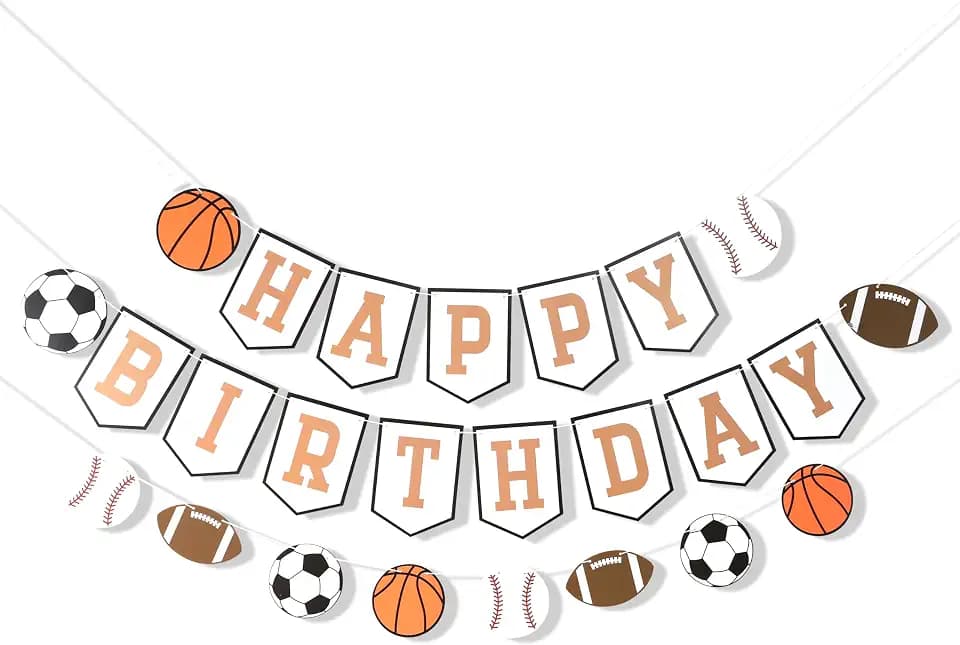 Happy Birthday Sports Banner Ball Garland,High Chair Banner Birthday Decor