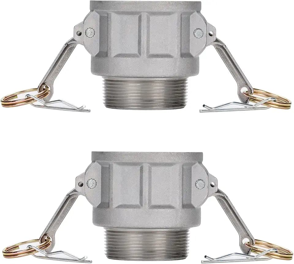 EASTRANS 2 inch AL Cam Lock Hose Fittings Type B with Male Thread, 2 PCS