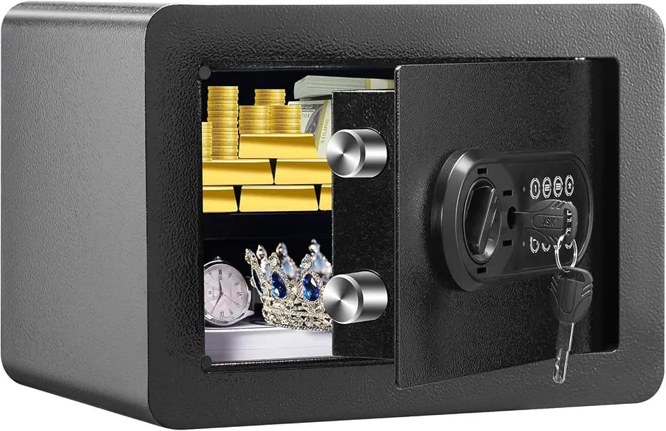 VEVOR Safe 0.5 Cubic Feet Steel Security Safe with Digital Keypad and 2 Keys, Wall-Mounted Cabinet Safe Protect Cash, Gold, Jewelry, Documents for Home, Hotel, 13.8 x 9.8 x 9.8 inches