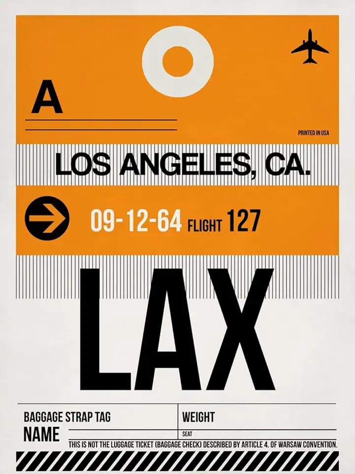 ART.COM Wall Art Print LAX Los Angeles Luggage Tag 2 by NaxArt, 24" x 32"
