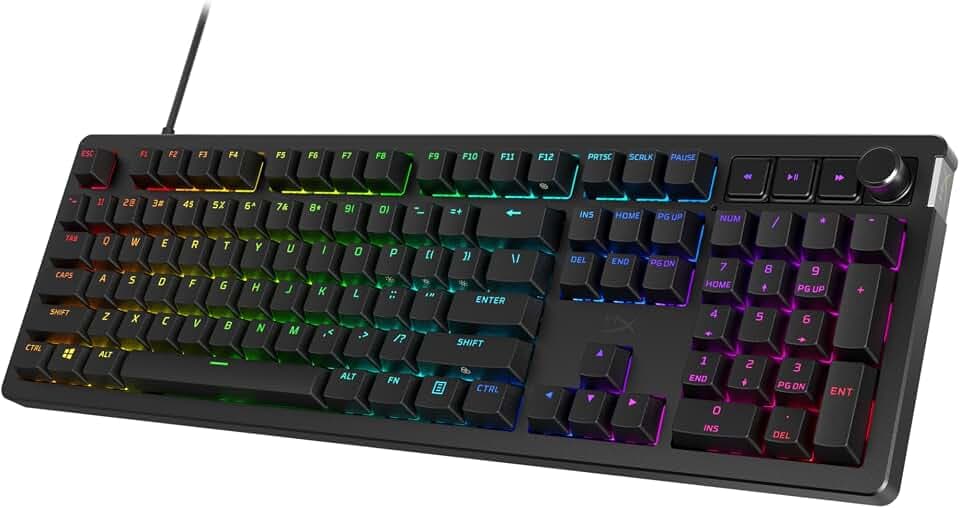 HyperX Alloy Rise – Hot-Swappable mechanische Gaming-Tastatur, PC, Umgebungslichtsensor, Dichtung montiert, lineare Schalter