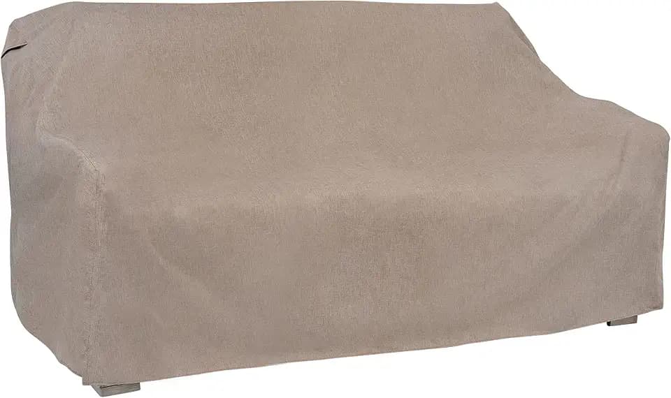 Modern Leisure Garrison Patio Loveseat Cover - Weather-Resistant Fabric - Outdoor Furniture Protection Perfect for Patio, Deck, and Porch - 66"L x 40"W x 39"H - Sandstone