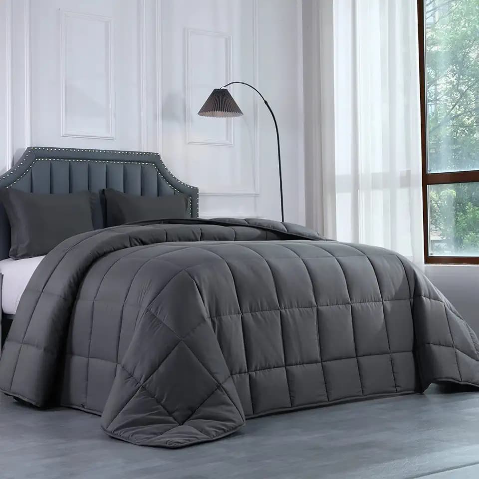 HOMBYS 136x120 Alaskan King Size Comforter for All Season, Oversized Duvet Insert, Extra Large Down Alternative Bed Comforter with Corner Tabs, Grey
