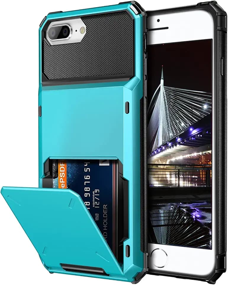 Vofolen Case for iPhone 8/7/6s Plus Wallet with Card Holder Light Blue