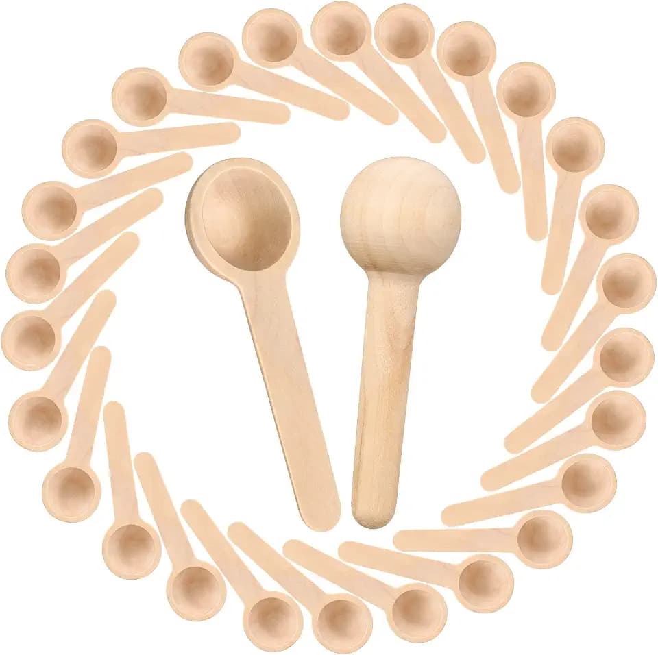 Patelai 30 Pieces Mini Wooden Spoons Bulk 3 Inch Small Tiny, Cute Style