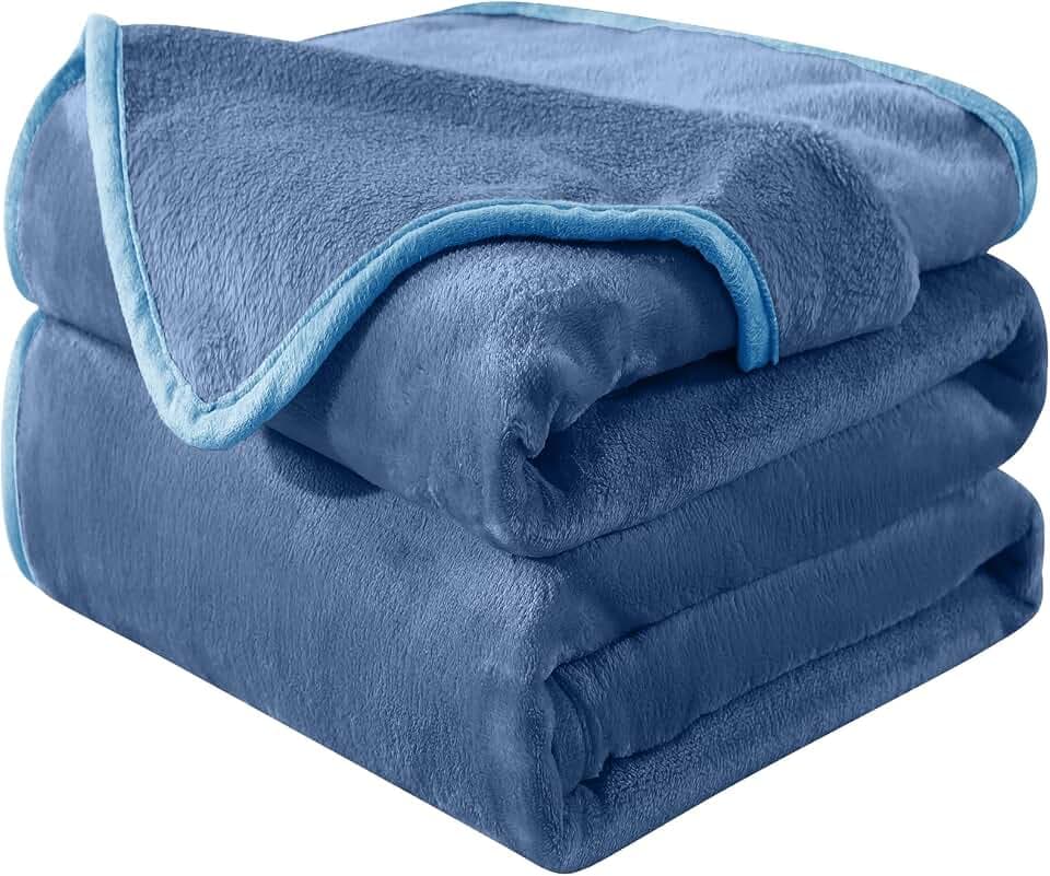 Soft Twin Size Blanket for All Season Lightweight Thermal Fleece Summer Autumn Fall Winter Spring Blankets for Twin/Twin XL Extra Long Bed Couch Sofa,66x90 Inches,Washed Blue
